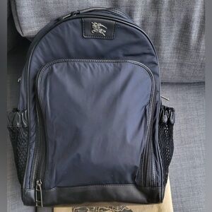Burberry Blue Medium Nylon And Leather Women Backpack
